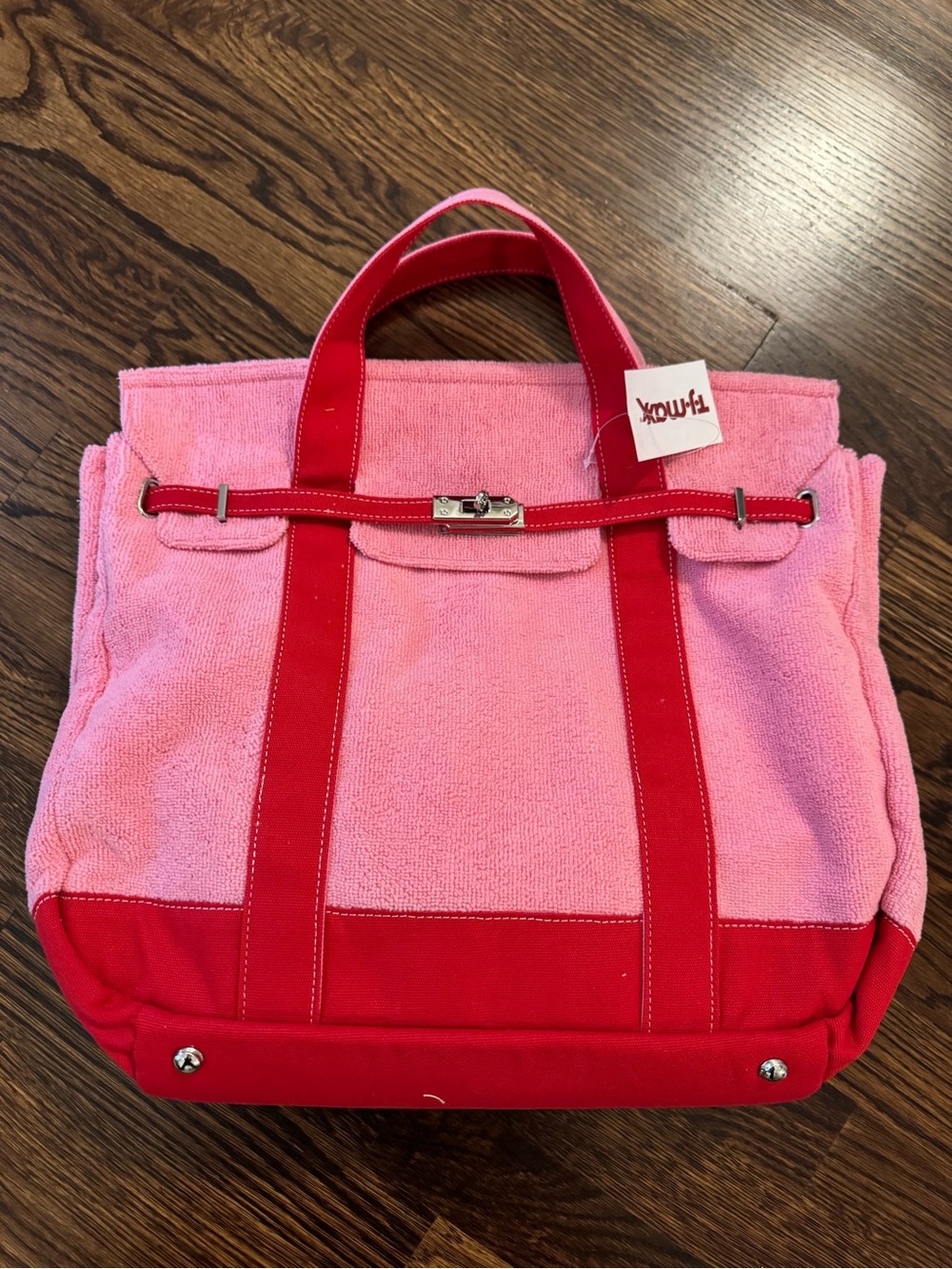 Tik Tok Viral Sunwin Terrycloth Pink/ Red Boatkin Bag